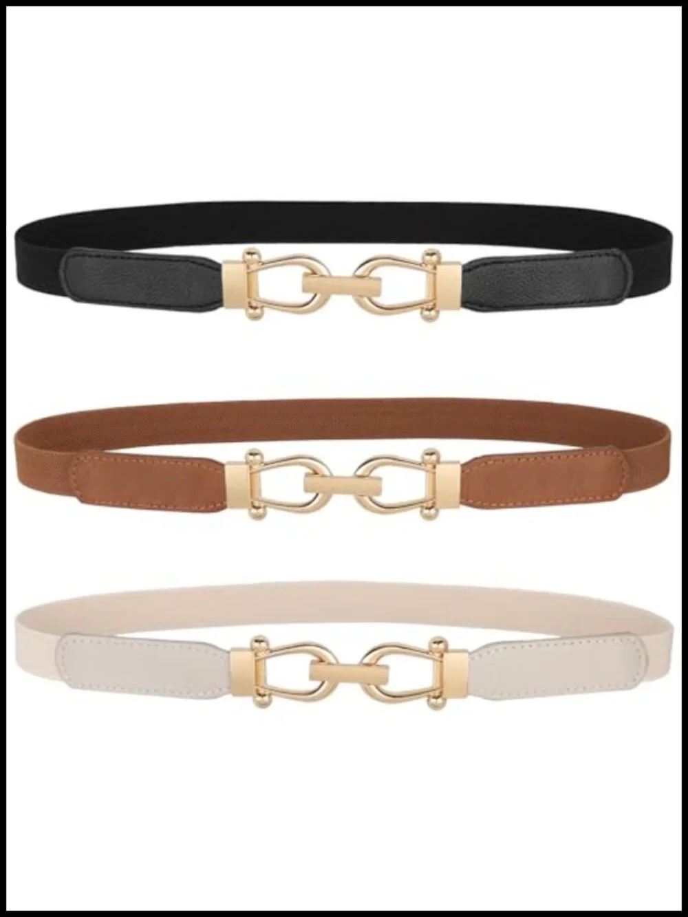 Women's Skinny Elastic Stretch Belt Retro Metal Buckle Dress Waist